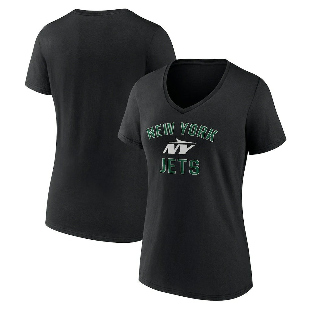 New York Jets Women's Victory Arch V-Neck T-Shirt - Black T-shirts