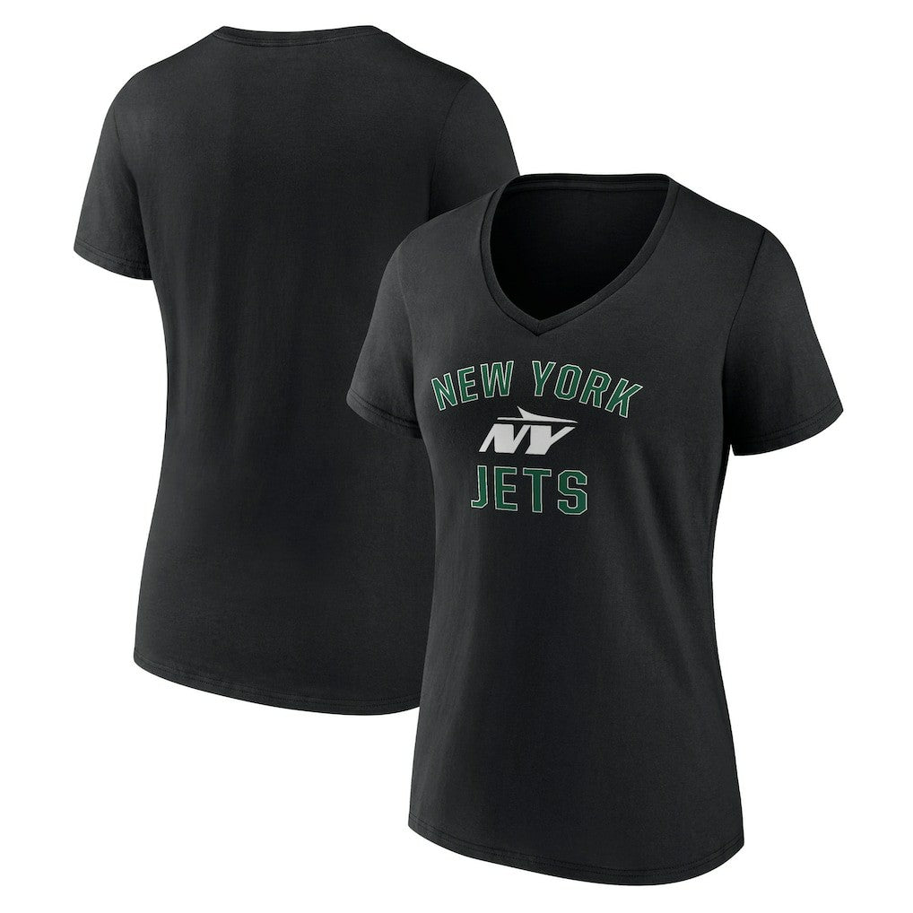 New York Jets Women's Victory Arch V-Neck T-Shirt - Black T-shirts