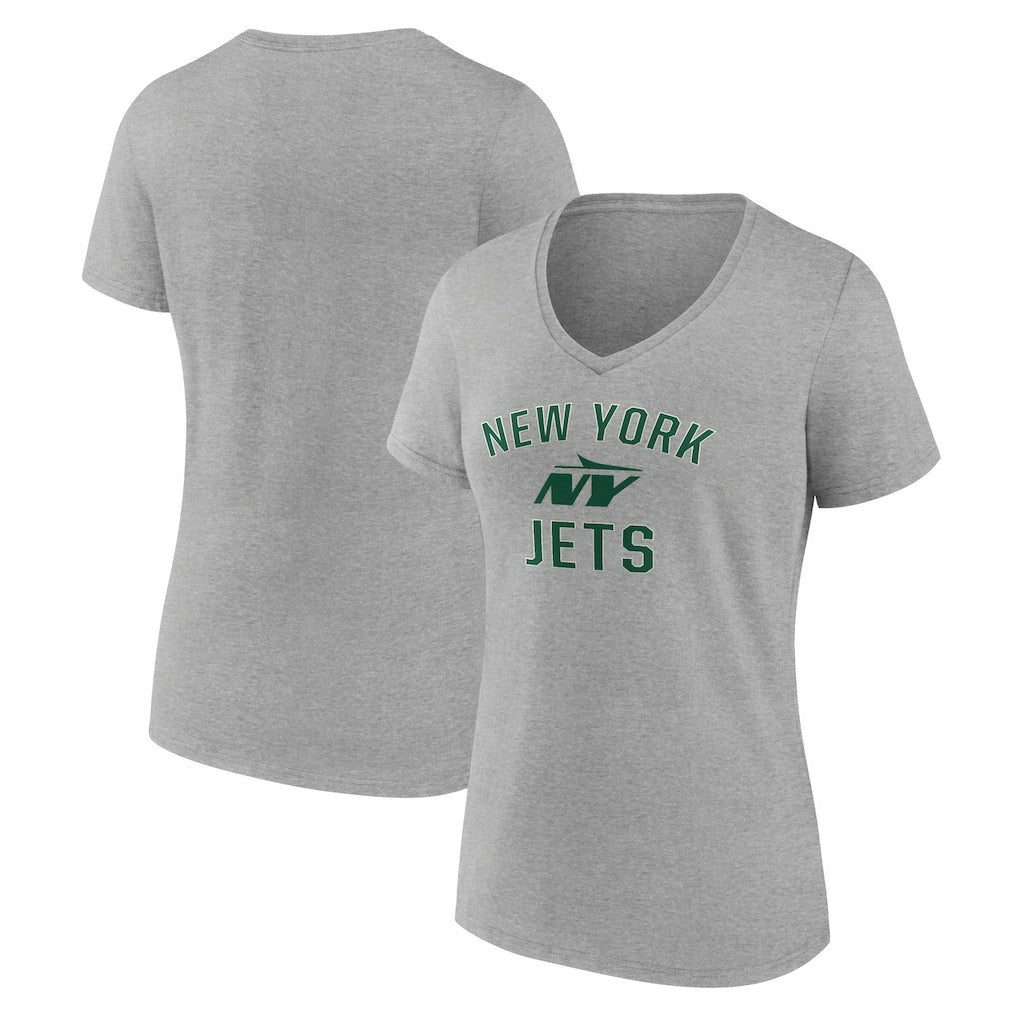 New York Jets Women's Victory Arch V-Neck T-Shirt - Gray T-shirts