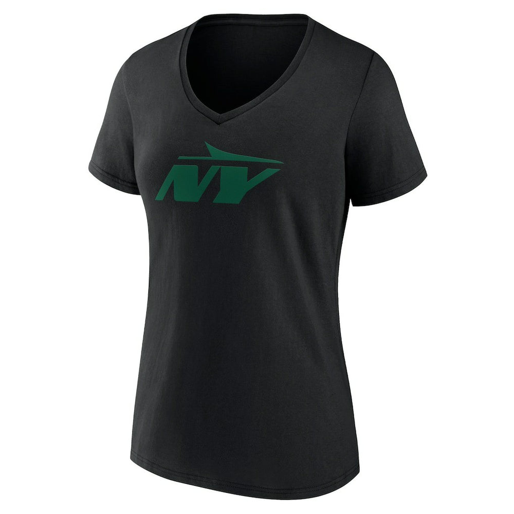 New York Jets Women's Secondary Logo V-Neck T-Shirt - Black T-shirts
