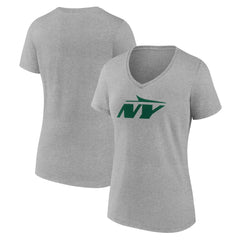 New York Jets Women's Secondary Logo V-Neck T-Shirt - Gray T-shirts