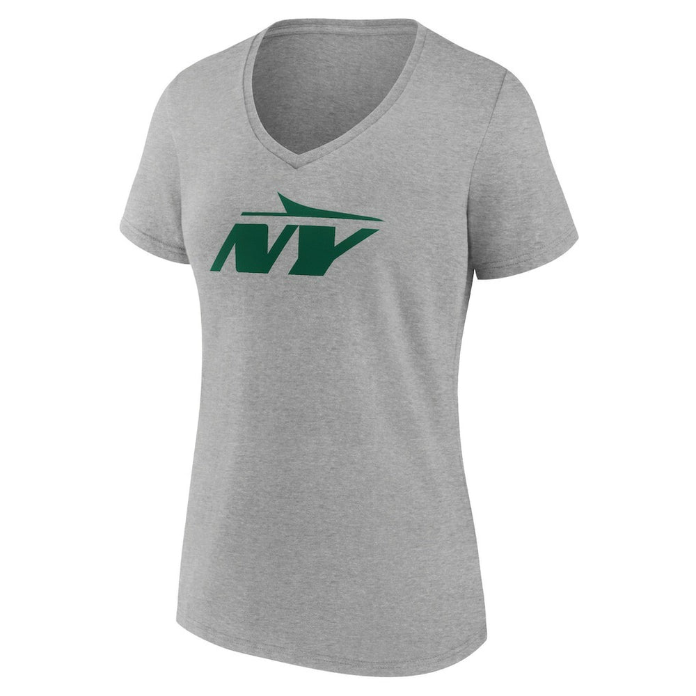 New York Jets Women's Secondary Logo V-Neck T-Shirt - Gray T-shirts