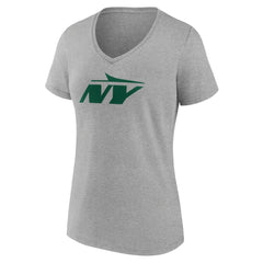 New York Jets Women's Secondary Logo V-Neck T-Shirt - Gray T-shirts
