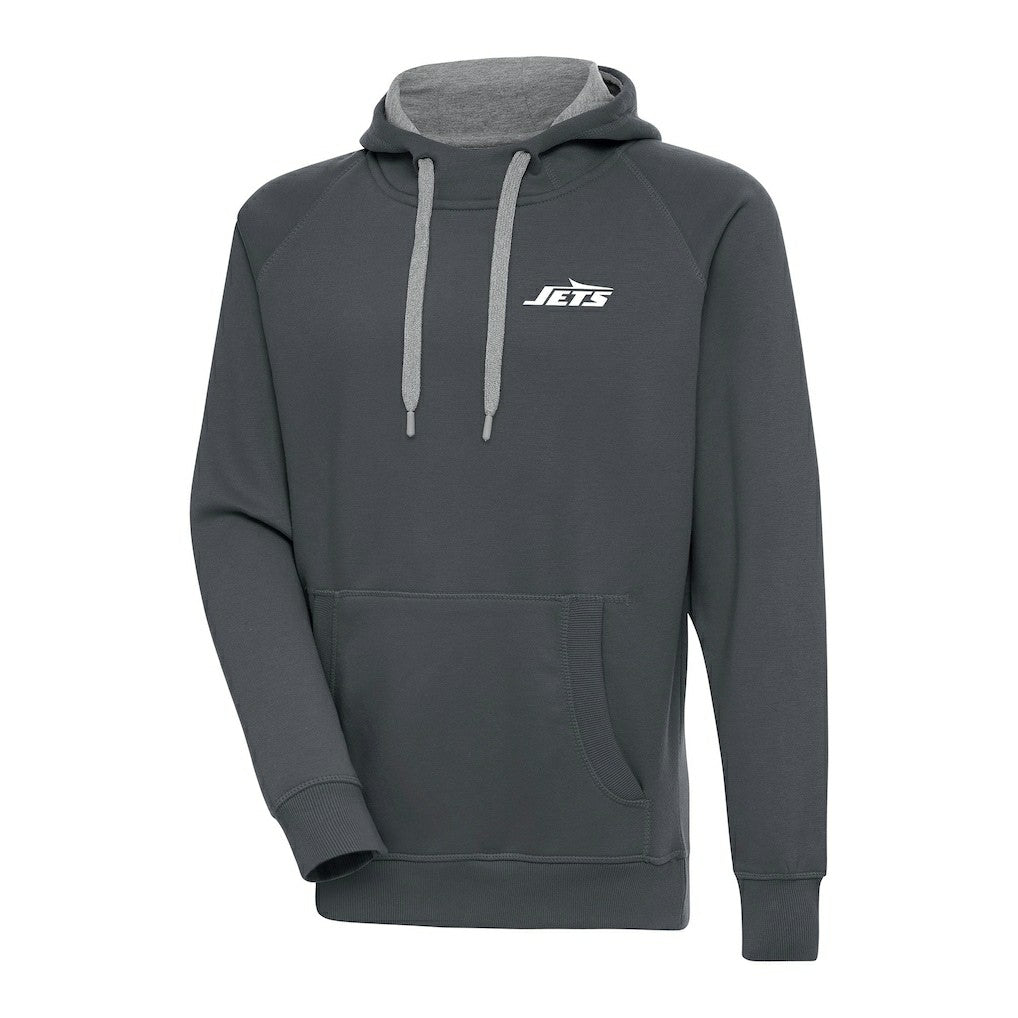 New York Jets Antigua Victory Pullover Hoodie - Charcoal Hoodies
