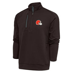 Cleveland Browns Antigua Generation Quarter-Zip Pullover Top - Brown Pullover