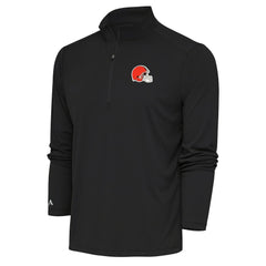Cleveland Browns Antigua Tribute Quarter-Zip Pullover Top - Black Pullover