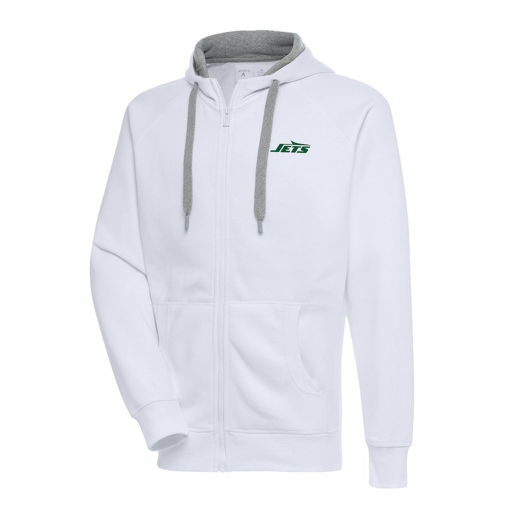 New York Jets Antigua Big & Tall Victory Full-Zip Hoodie - White Hoodies