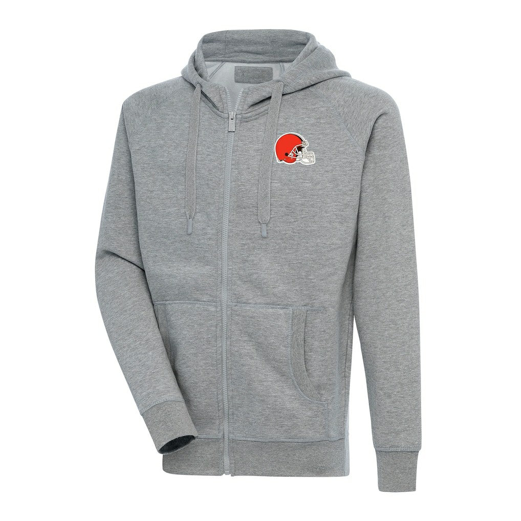Cleveland Browns Antigua Big & Tall Victory Full-Zip Hoodie - Heather Gray Hoodies