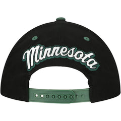 Minnesota Wild Mitchell & Ness Backside Script 2-Tone Pro Crown Adjustable Hat - Black/Green | US 201546274