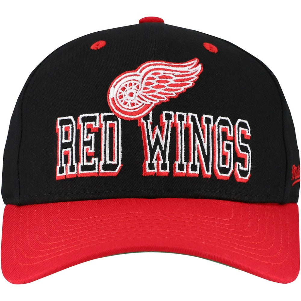 Detroit Red Wings Mitchell & Ness Backside Script Two-Tone Pro Crown Adjustable Hat - Black/Red | US 201546281
