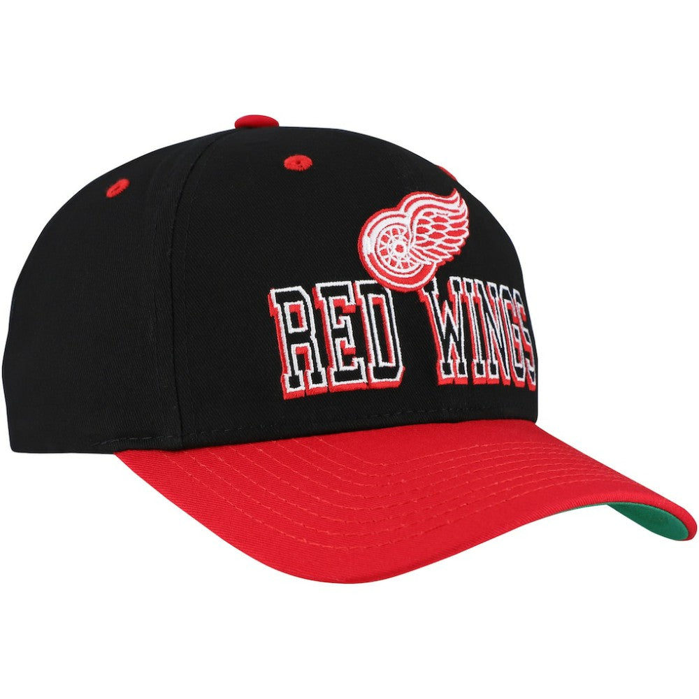 Detroit Red Wings Mitchell & Ness Backside Script Two-Tone Pro Crown Adjustable Hat - Black/Red | US 201546281