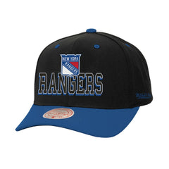 New York Rangers Mitchell & Ness Backside Script 2-Tone Pro Crown Adjustable Hat - Black/Blue | US 201546290