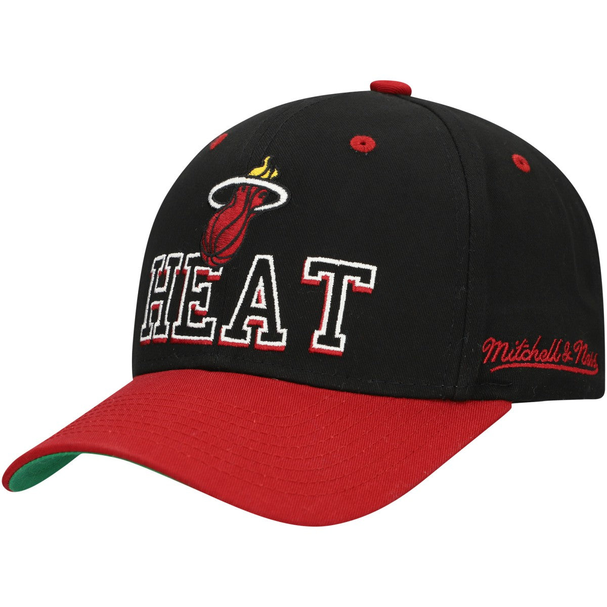 Miami Heat Backside Script Two-Tone Pro Crown Adjustable Hat Black/Red - Mitchell & Ness