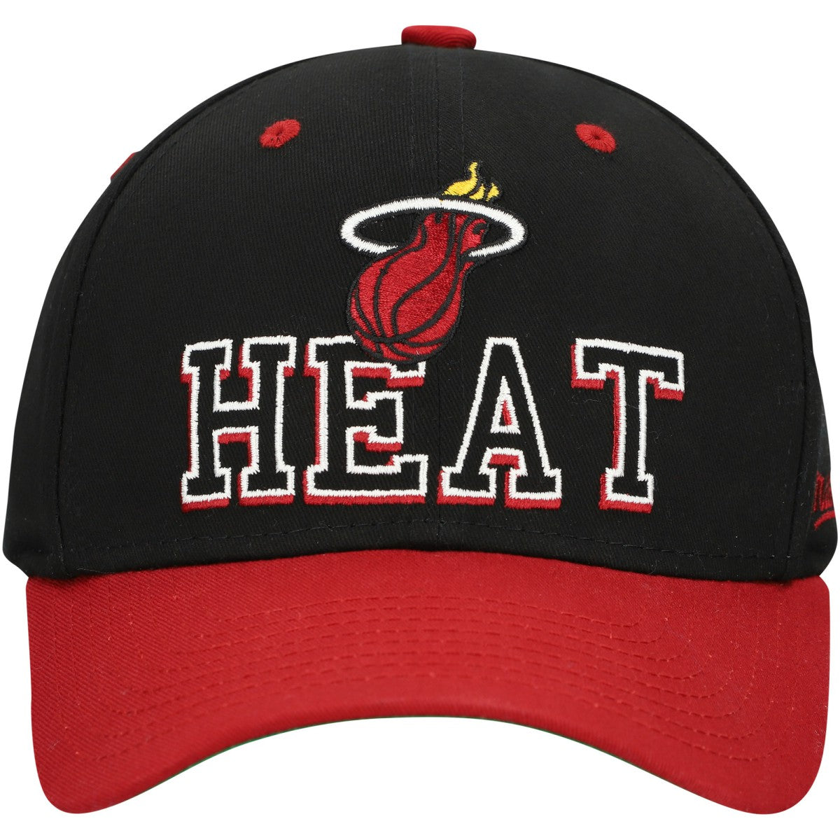 Miami Heat Backside Script Two-Tone Pro Crown Adjustable Hat Black/Red - Mitchell & Ness