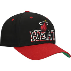 Miami Heat Backside Script Two-Tone Pro Crown Adjustable Hat Black/Red - Mitchell & Ness