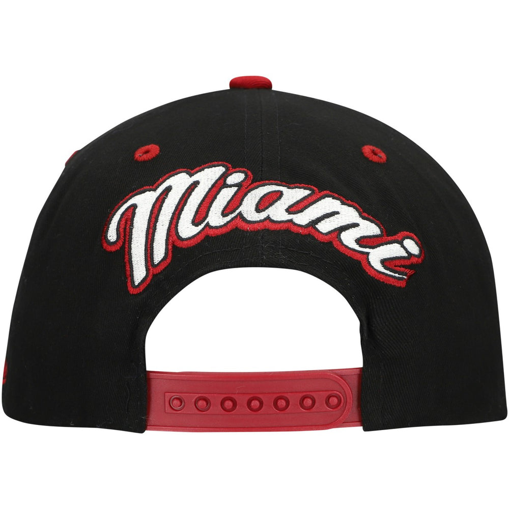 Miami Heat Backside Script Two-Tone Pro Crown Adjustable Hat Black/Red - Mitchell & Ness