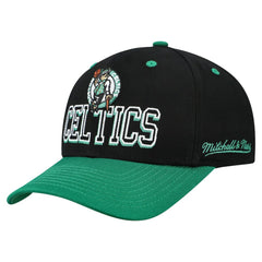 Boston Celtics Backside Script 2-Tone Pro Crown Adjustable Hat Black/Kelly Green - Mitchell & Ness