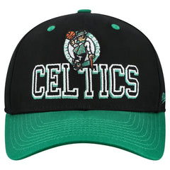 Boston Celtics Backside Script 2-Tone Pro Crown Adjustable Hat Black/Kelly Green - Mitchell & Ness