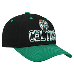 Boston Celtics Backside Script 2-Tone Pro Crown Adjustable Hat Black/Kelly Green - Mitchell & Ness