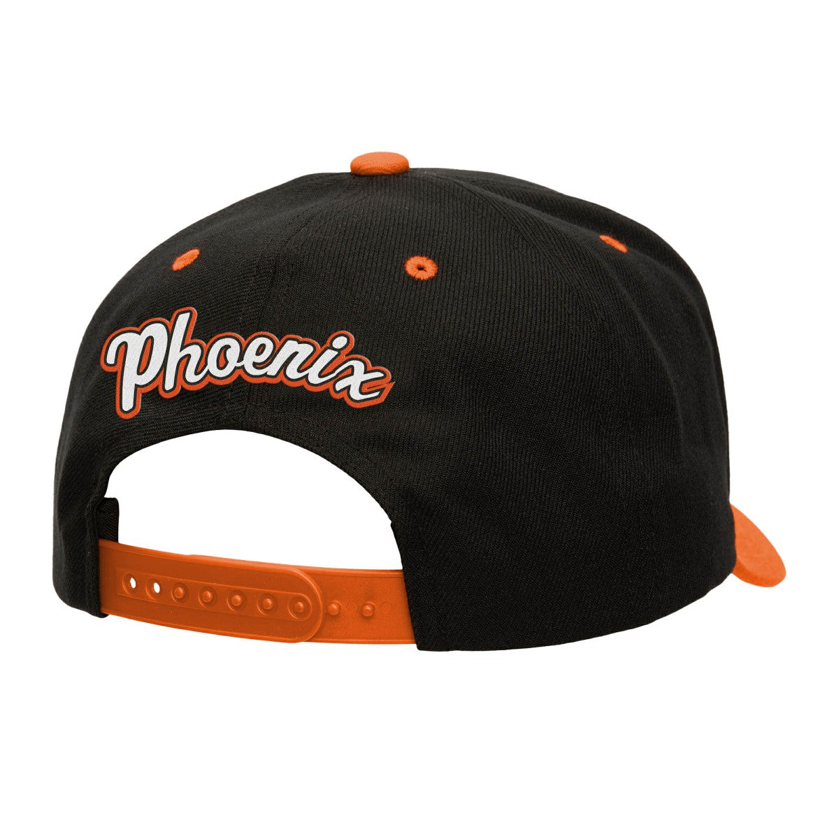 Phoenix Suns Backside Script Two-Tone Pro Crown Adjustable Hat Black/Orange - Mitchell & Ness