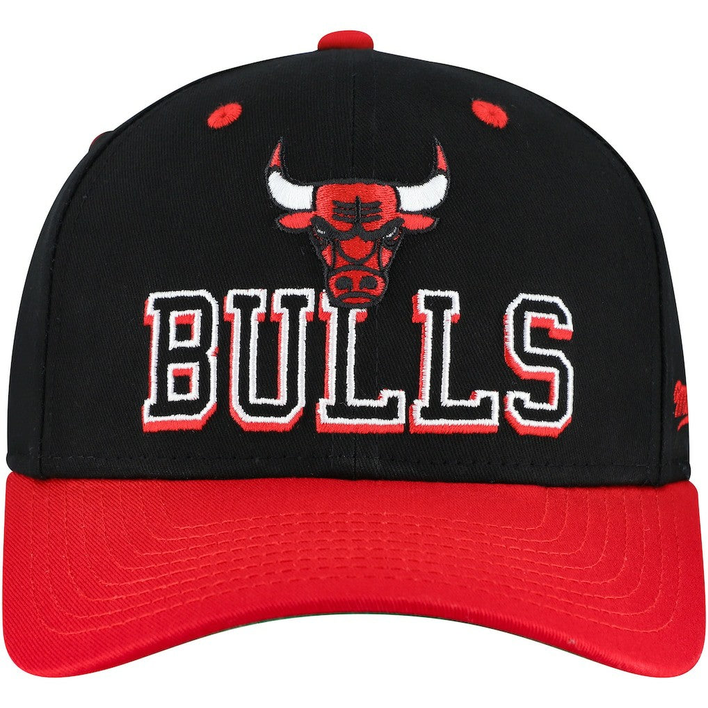 Chicago Bulls Backside Script 2-Tone Pro Crown Adjustable Hat Black/Red - Mitchell & Ness