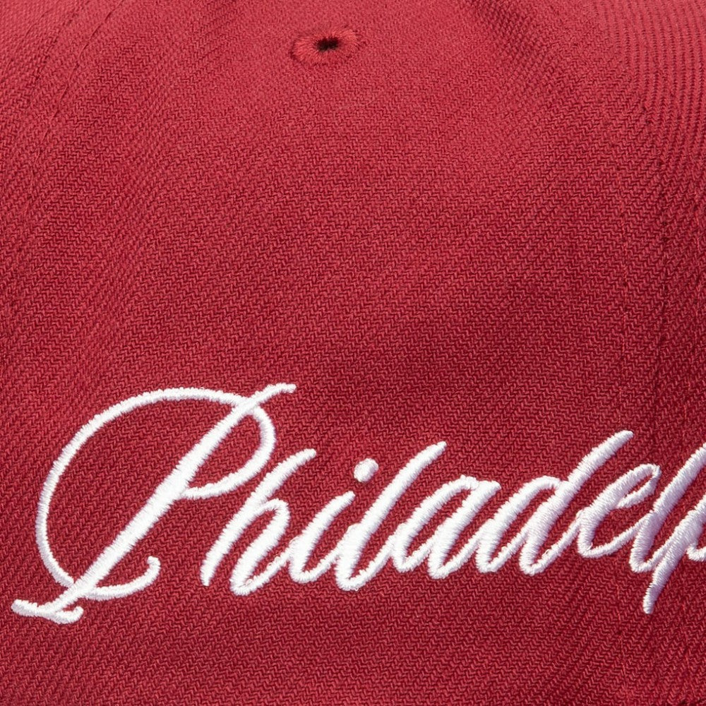 Philadelphia Phillies Mitchell & Ness Just Don x MLB Lux Script Snapback Hat - Maroon Hats