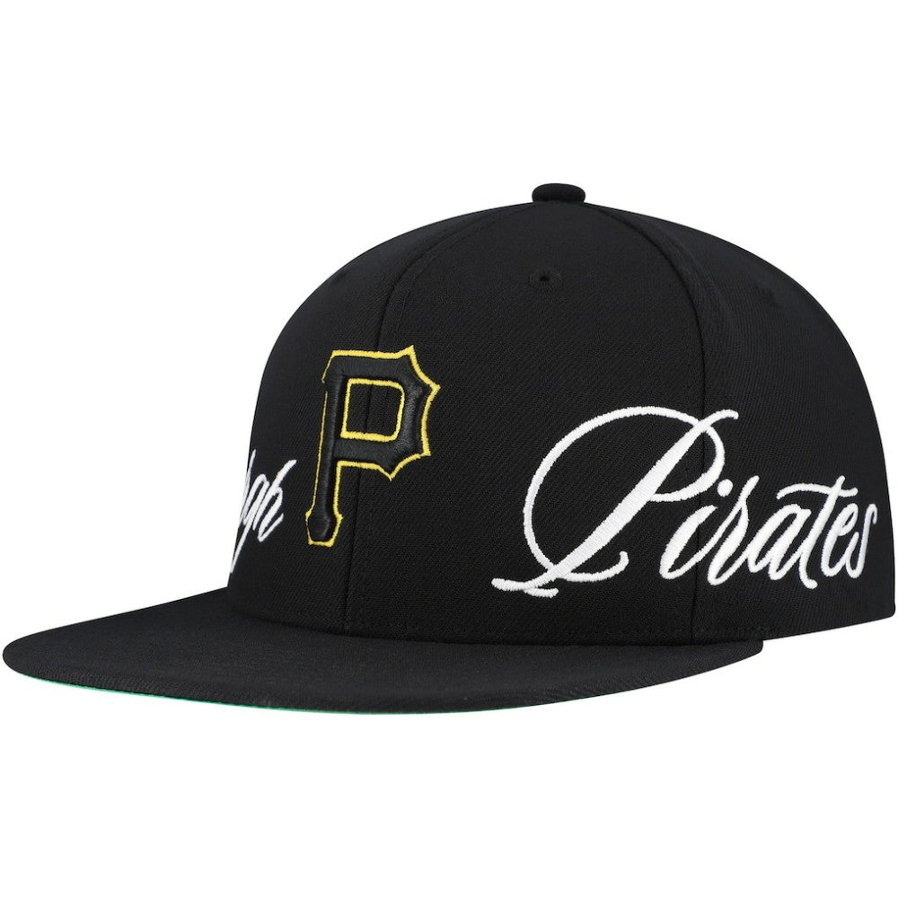 Pittsburgh Pirates Mitchell & Ness Just Don x MLB Lux Script Snapback Hat - Black Hats