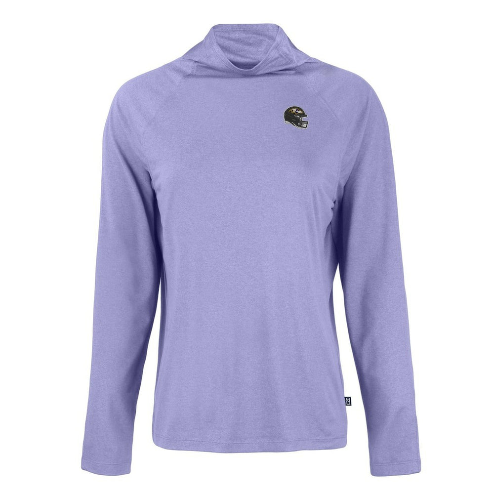 Baltimore Ravens Cutter & Buck Women's Coastline Epic Comfort Eco Recycled Funnel Neck Raglan Pullover Sweatshirt - Lavender Pullover