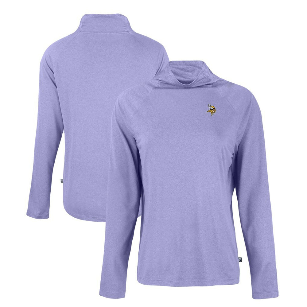 Minnesota Vikings Cutter & Buck Women's Coastline Epic Comfort Eco Recycled Funnel Neck Raglan Pullover Sweatshirt - Lavender Pullover