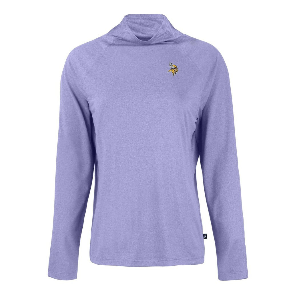 Minnesota Vikings Cutter & Buck Women's Coastline Epic Comfort Eco Recycled Funnel Neck Raglan Pullover Sweatshirt - Lavender Pullover