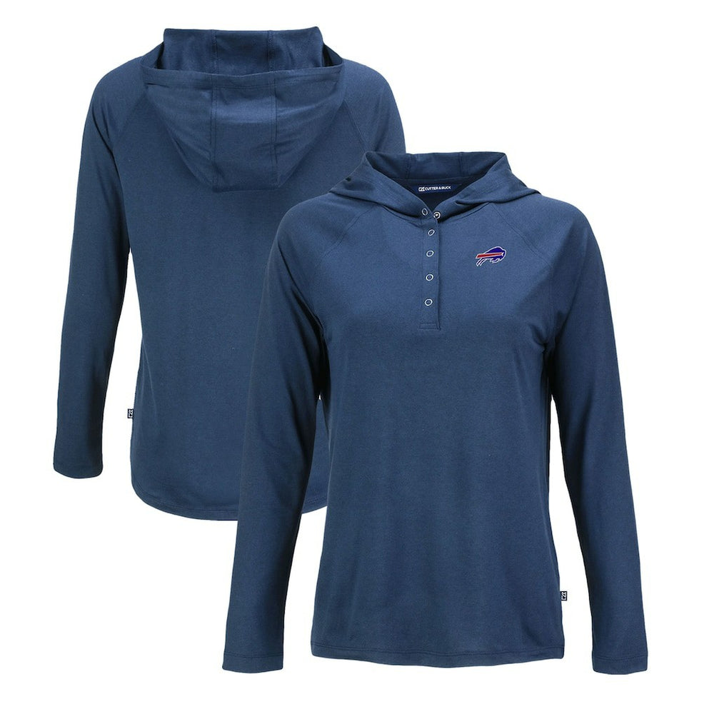 Buffalo Bills Cutter & Buck Women's Coastline Epic Comfort Eco Recycled Raglan Pullover Hoodie - Navy Hoodies