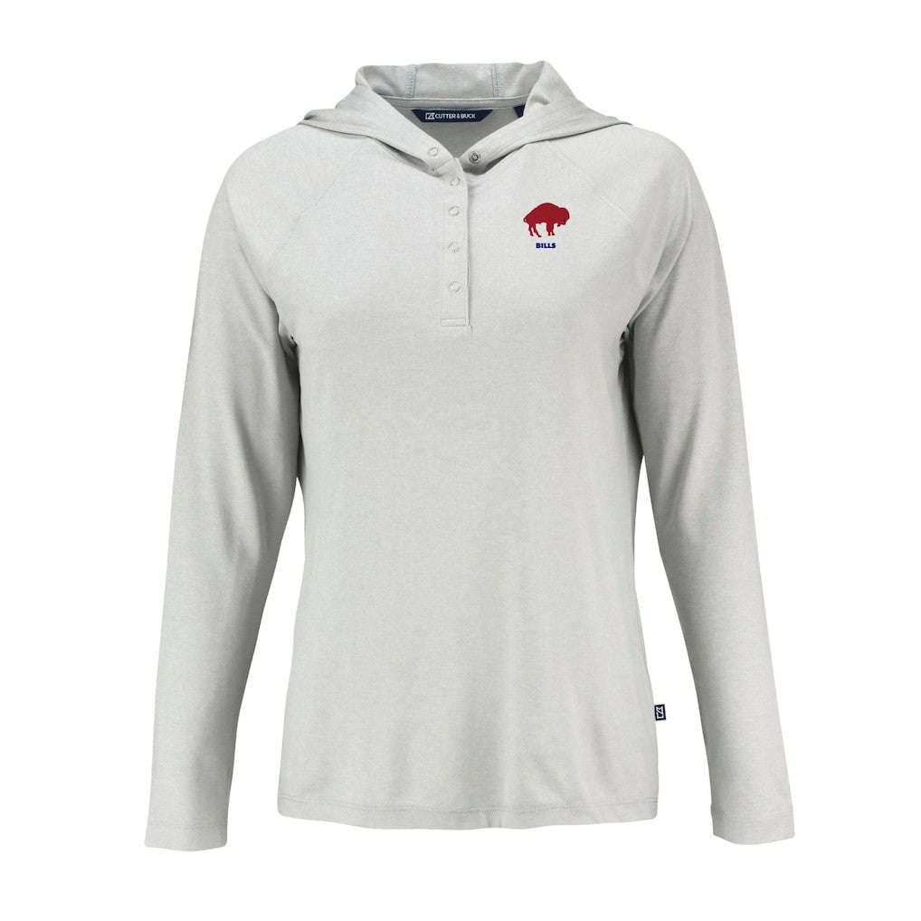Buffalo Bills Cutter & Buck Women's Historic Coastline Epic Comfort Eco Recycled Raglan Pullover Hoodie - Gray Hoodies