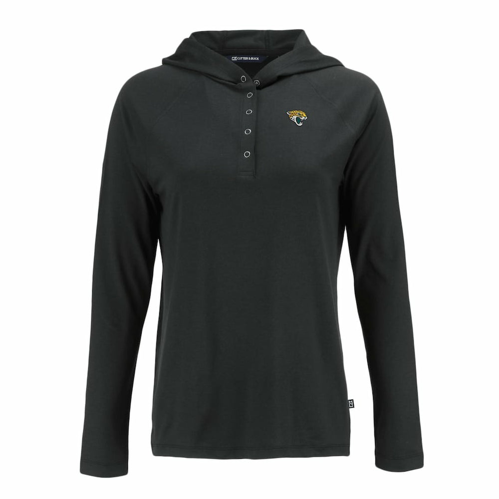 Jacksonville Jaguars Cutter & Buck Women's Coastline Epic Comfort Eco Recycled Raglan Pullover Hoodie - Black Hoodies