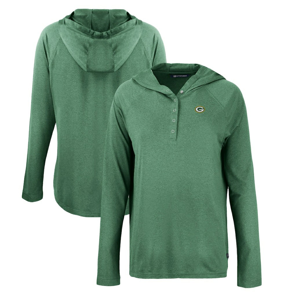 Green Bay Packers Cutter & Buck Women's Coastline Epic Comfort Eco Recycled Raglan Pullover Hoodie - Hunter Green Hoodies