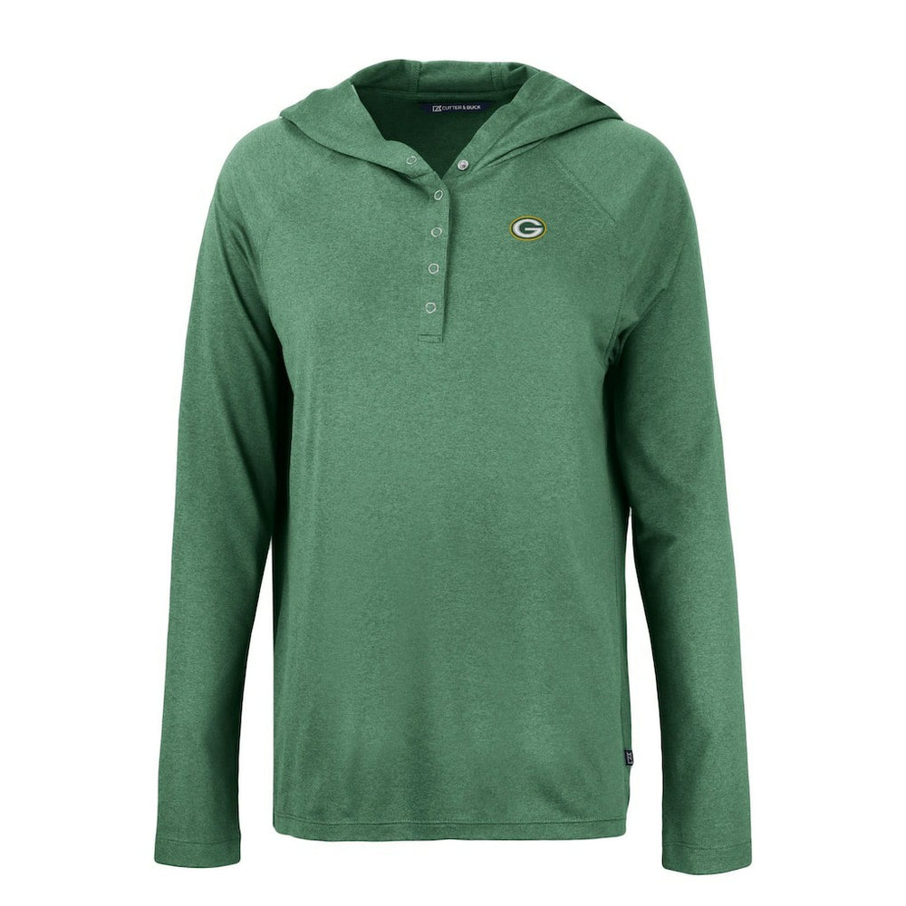 Green Bay Packers Cutter & Buck Women's Coastline Epic Comfort Eco Recycled Raglan Pullover Hoodie - Hunter Green Hoodies