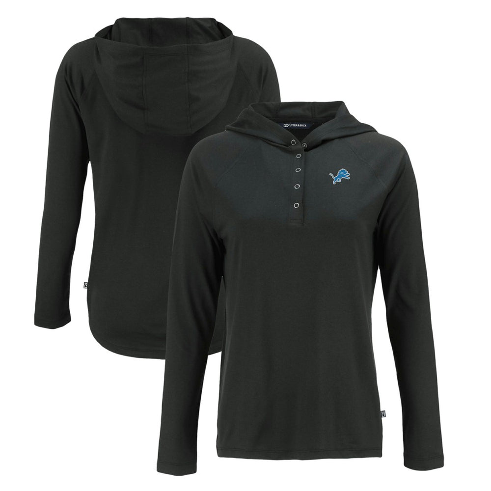 Detroit Lions Cutter & Buck Women's Coastline Epic Comfort Eco Recycled Raglan Pullover Hoodie - Black Hoodies