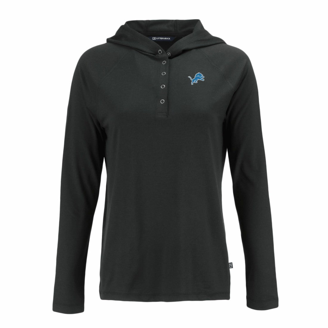 Detroit Lions Cutter & Buck Women's Coastline Epic Comfort Eco Recycled Raglan Pullover Hoodie - Black Hoodies