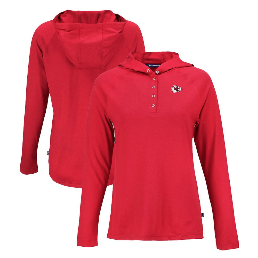 Kansas City Chiefs Cutter & Buck Women's Coastline Epic Comfort Eco Recycled Raglan Pullover Hoodie - Red Hoodies