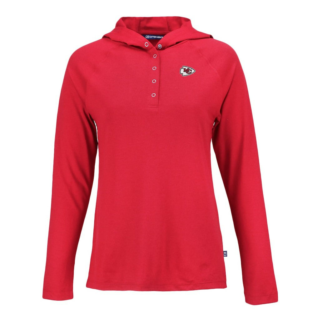 Kansas City Chiefs Cutter & Buck Women's Coastline Epic Comfort Eco Recycled Raglan Pullover Hoodie - Red Hoodies