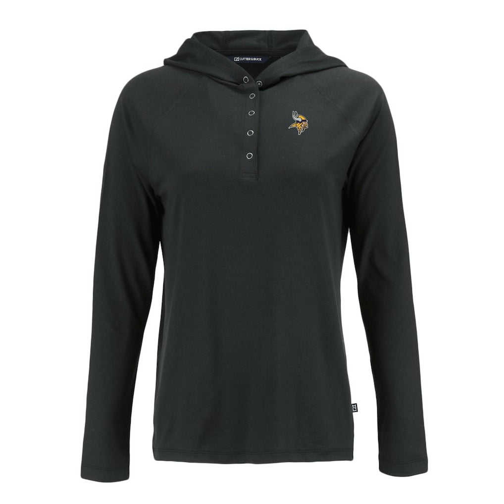 Minnesota Vikings Cutter & Buck Women's Coastline Epic Comfort Eco Recycled Raglan Pullover Hoodie - Black Hoodies
