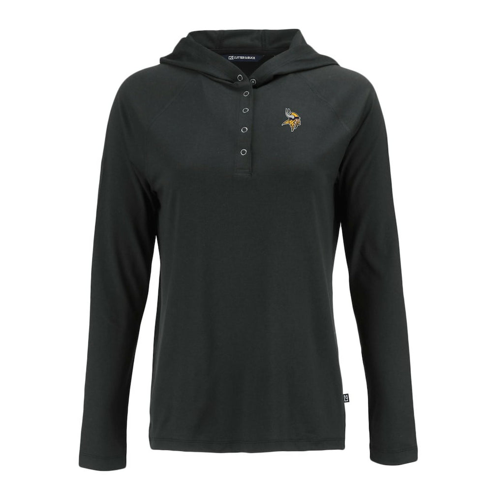 Minnesota Vikings Cutter & Buck Women's Coastline Epic Comfort Eco Recycled Raglan Pullover Hoodie - Black Hoodies