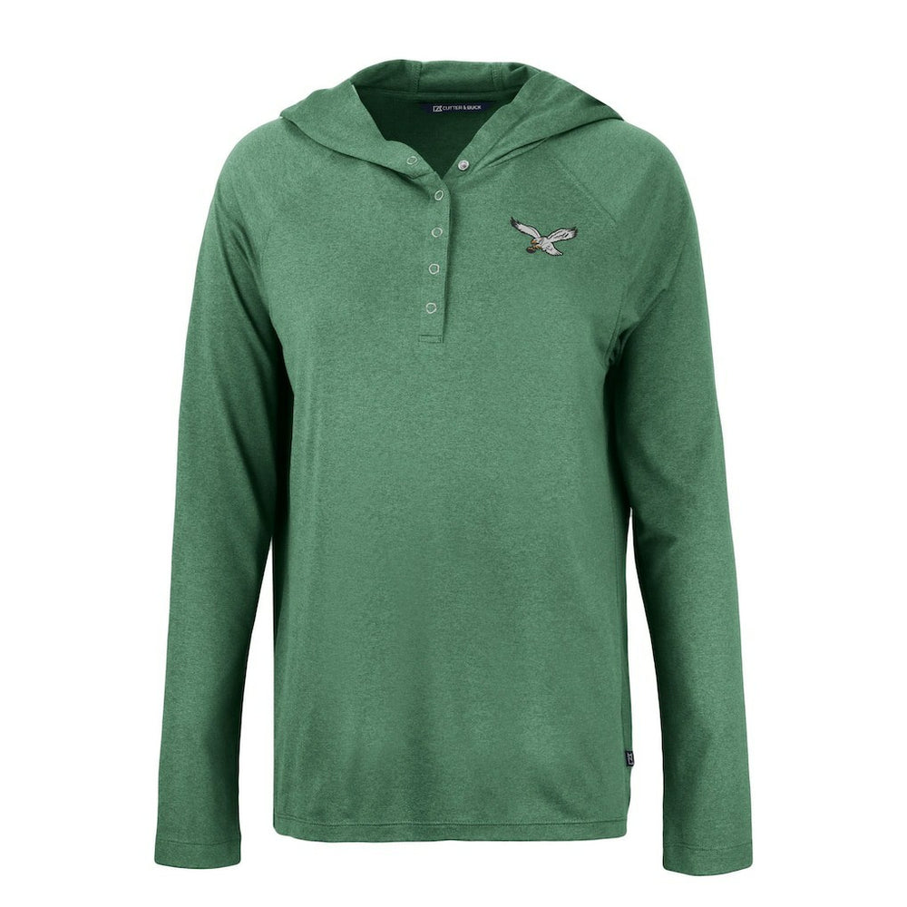 Philadelphia Eagles Cutter & Buck Women's Historic Coastline Epic Comfort Eco Recycled Raglan Pullover Hoodie - Hunter Green Hoodies