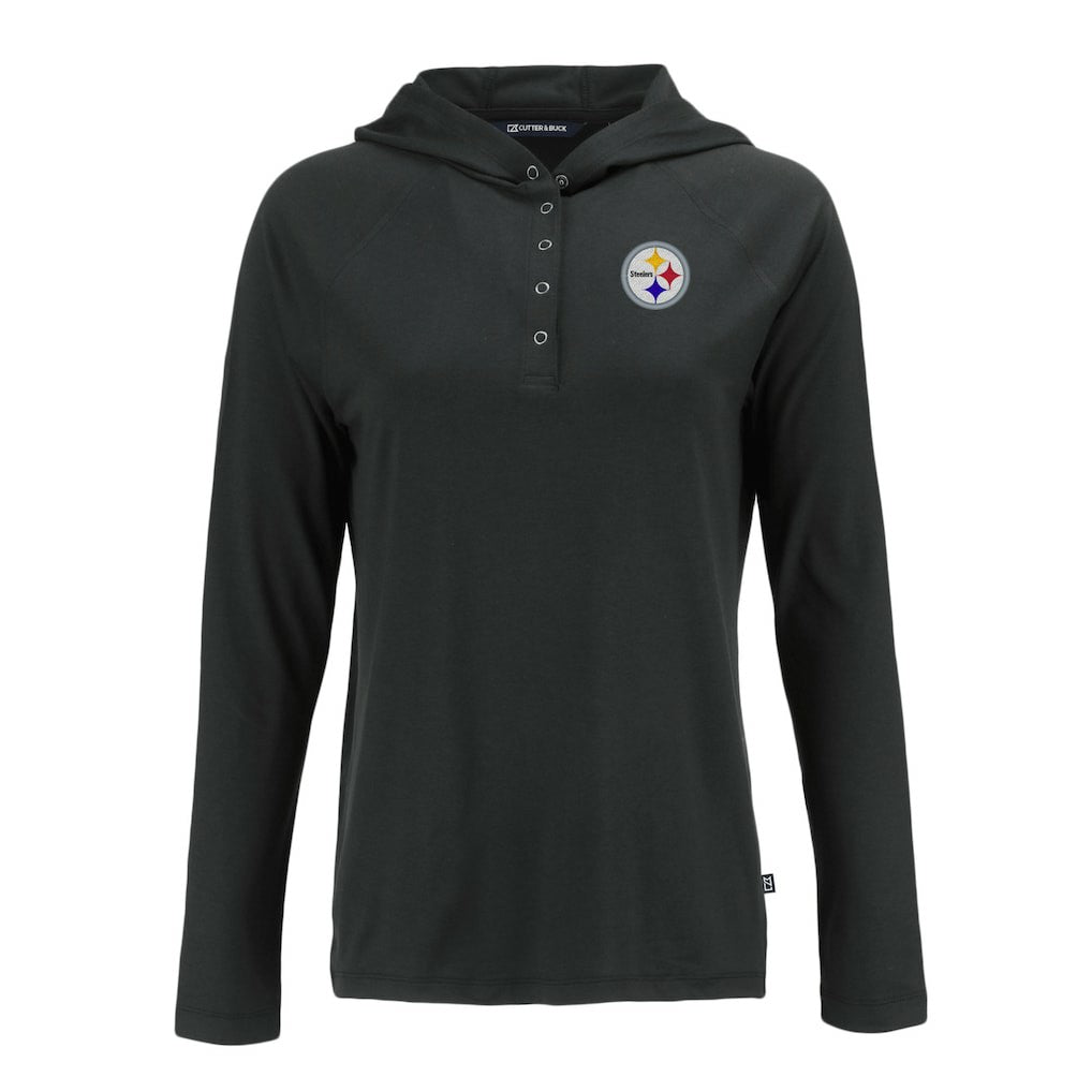 Pittsburgh Steelers Cutter & Buck Women's Coastline Epic Comfort Eco Recycled Raglan Pullover Hoodie - Black Hoodies
