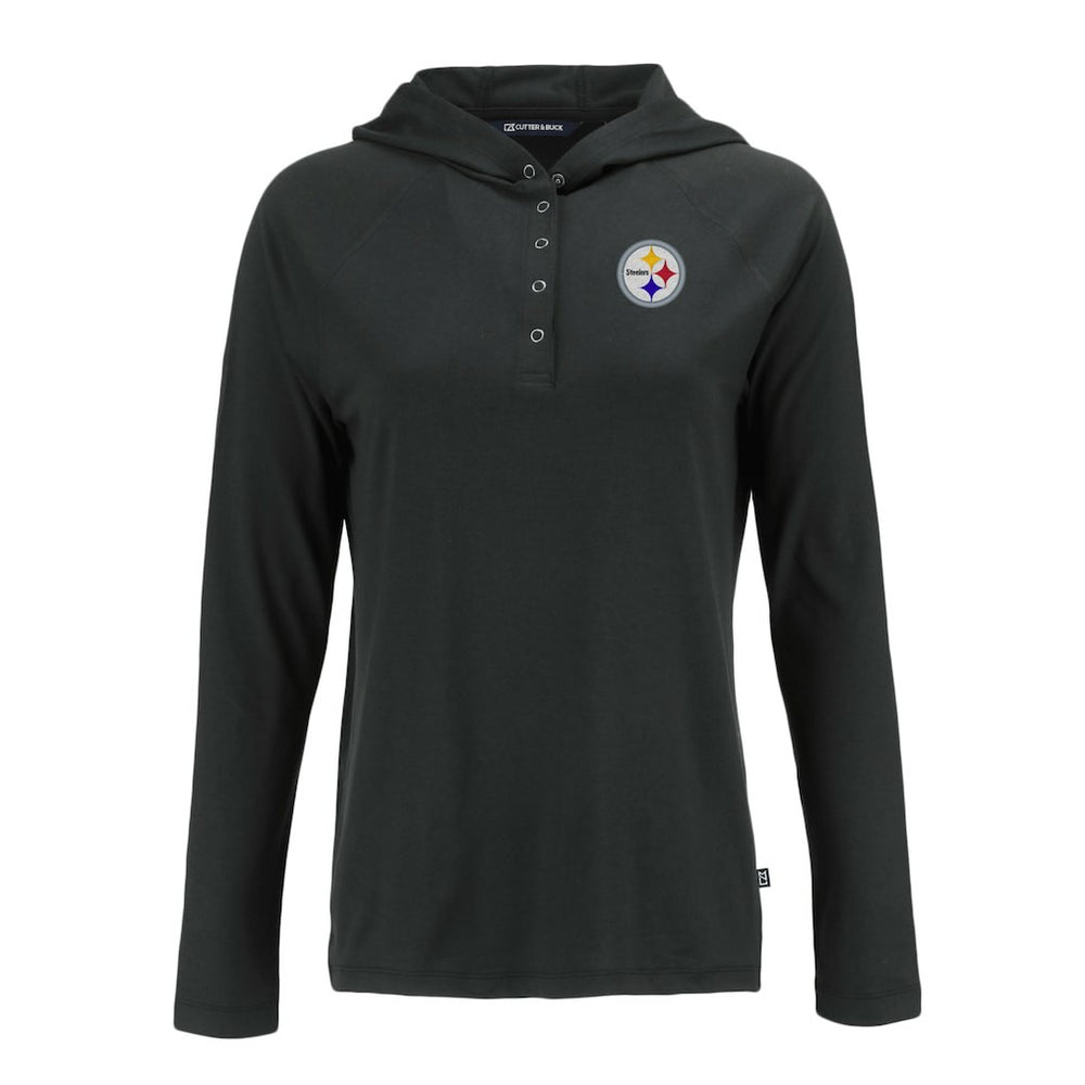 Pittsburgh Steelers Cutter & Buck Women's Coastline Epic Comfort Eco Recycled Raglan Pullover Hoodie - Black Hoodies