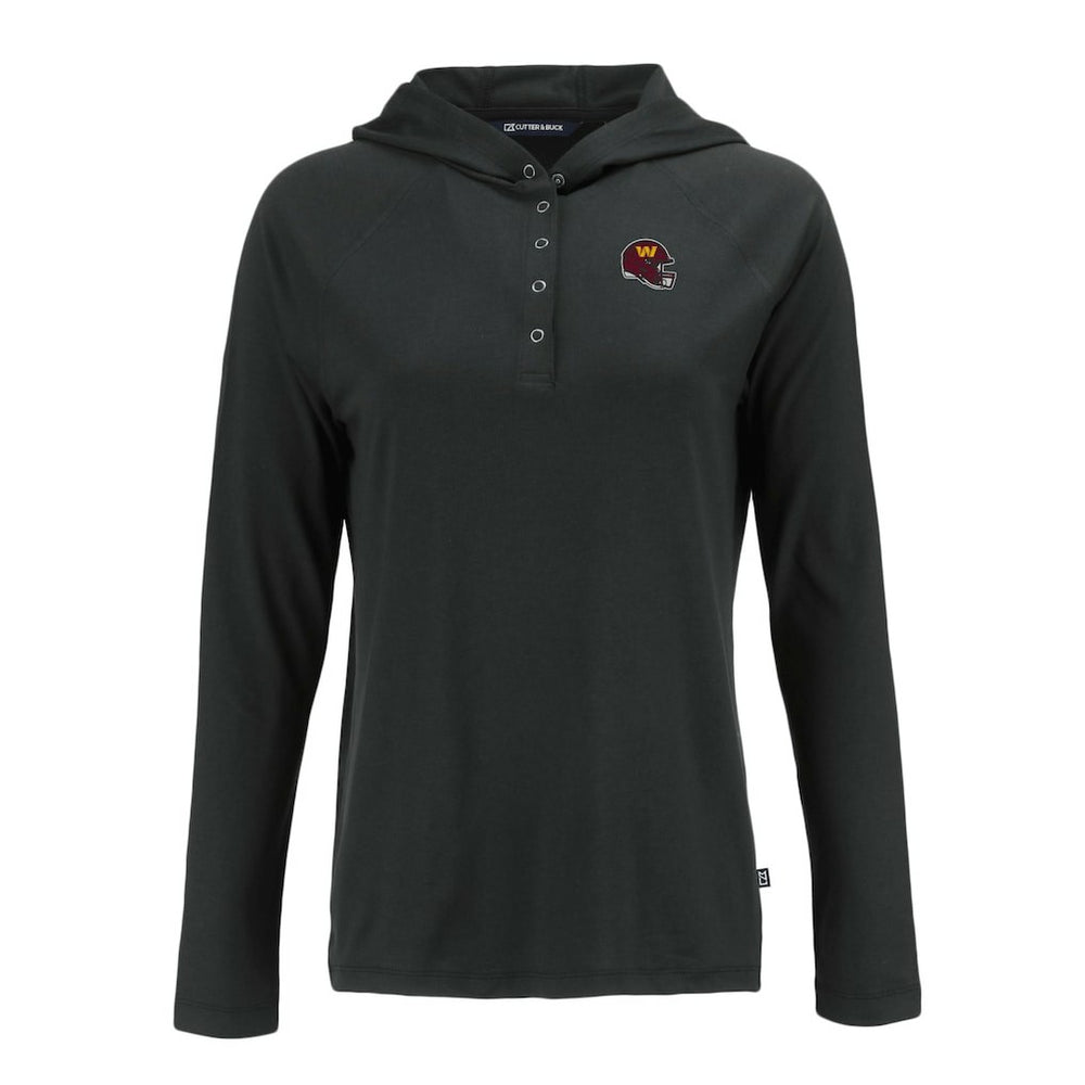 Washington Commanders Cutter & Buck Women's Coastline Epic Comfort Eco Recycled Raglan Pullover Hoodie - Black Hoodies