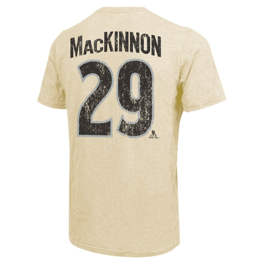 Nathan MacKinnon Colorado Avalanche Majestic Threads Dynasty Name & Number Tri-Blend T-Shirt - Cream | US 201556940