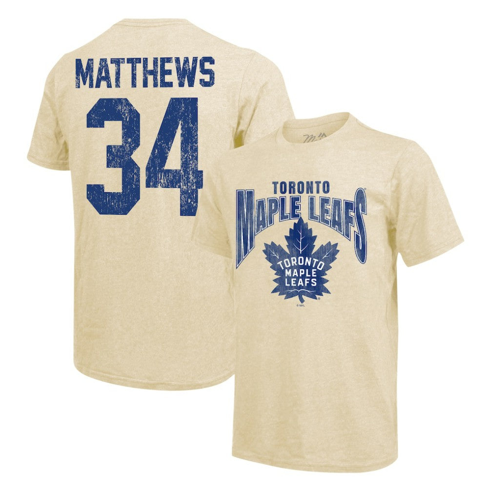 Auston Matthews Toronto Maple Leafs Majestic Threads Dynasty Name & Number Tri-Blend T-Shirt - Cream | US 201556941