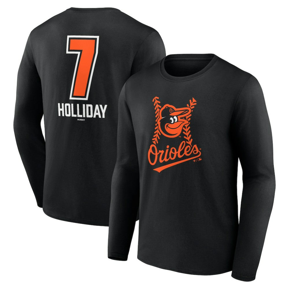 Jackson Holliday Baltimore Orioles Fastball Player Name & Number Long Sleeve T-Shirt - Black T-shirts