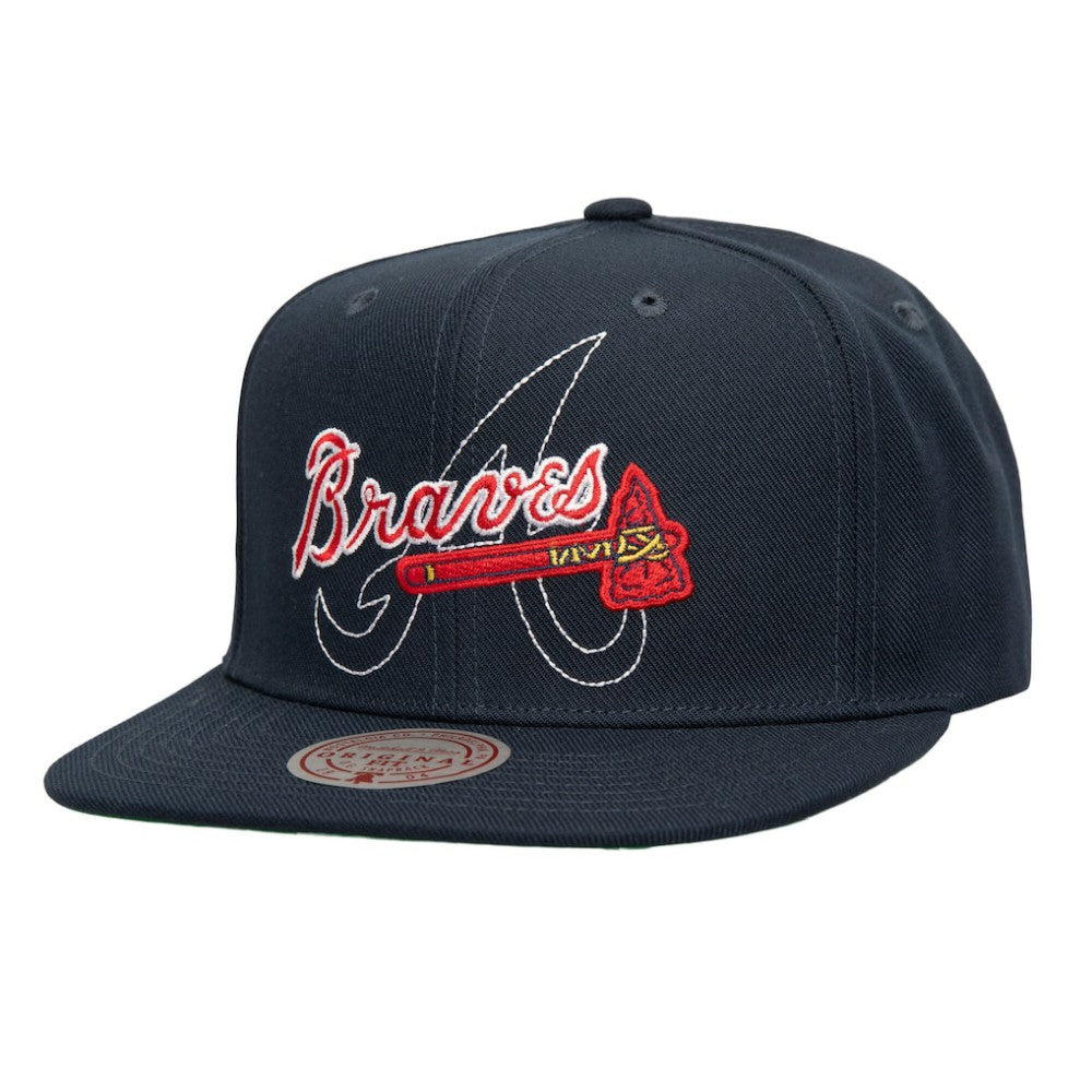 Atlanta Braves Mitchell & Ness Double Up Snapback Hat - Navy Hats