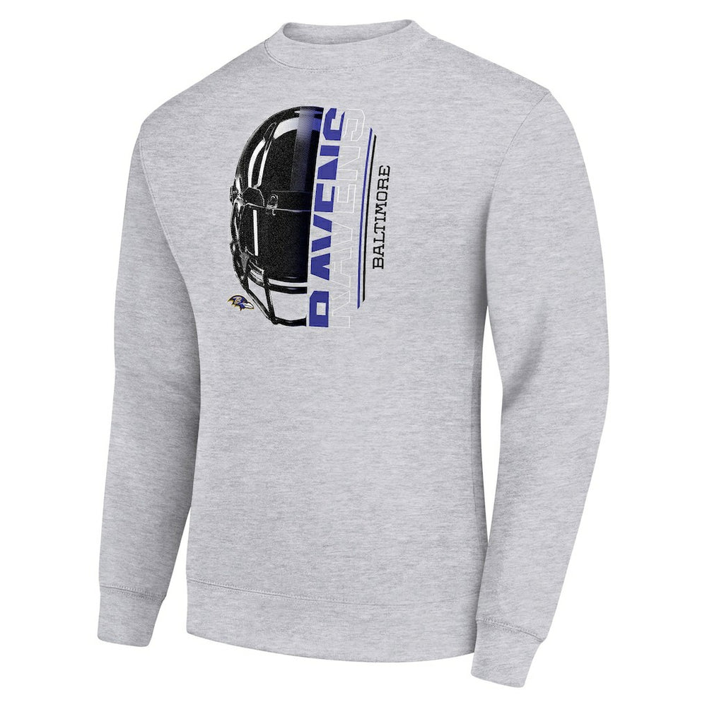 Baltimore Ravens Starter Half Helmet Team Graphic Tri-Blend Fleece Pullover Sweatshirt - Heather Gray Pullover